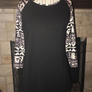 Black Aztec Sleeve Top